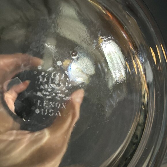 Vintage 1980s LENOX CRYSTAL Clear Glass 6x4 Pitcher TINY LIP CHIP - Picture 4 of 15